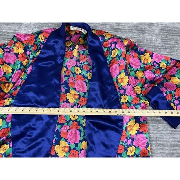Vintage Victorias Secret Robe Large Multicolor‎ Floral Long Open Front Polyester - Picture 4 of 12